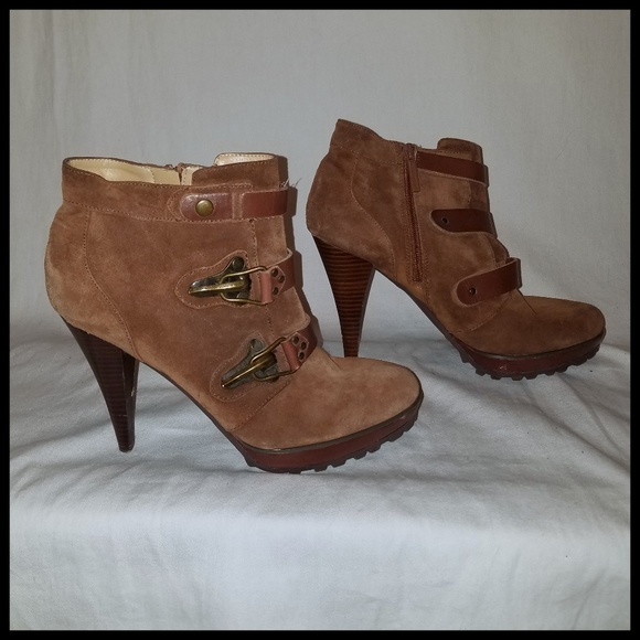 Nine West Shoes - Nine West Camel Strappy 4" Heel Boots